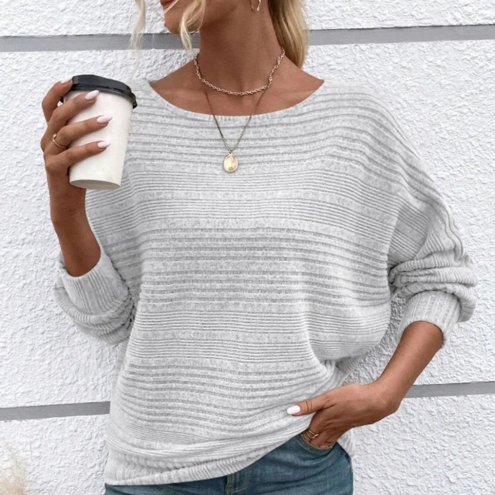 Ribbed Sweater Women’s Lightweight Knit Dolman Sleeve Casual Long Sleeve